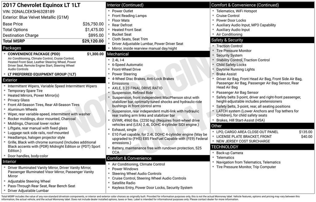 Used 2017 Chevrolet Equinox LT w/ Convenience Package FWD image 10