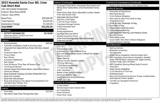 Used 2023 Hyundai Santa Cruz SEL w/ Activity Package AWD/4WD image 46