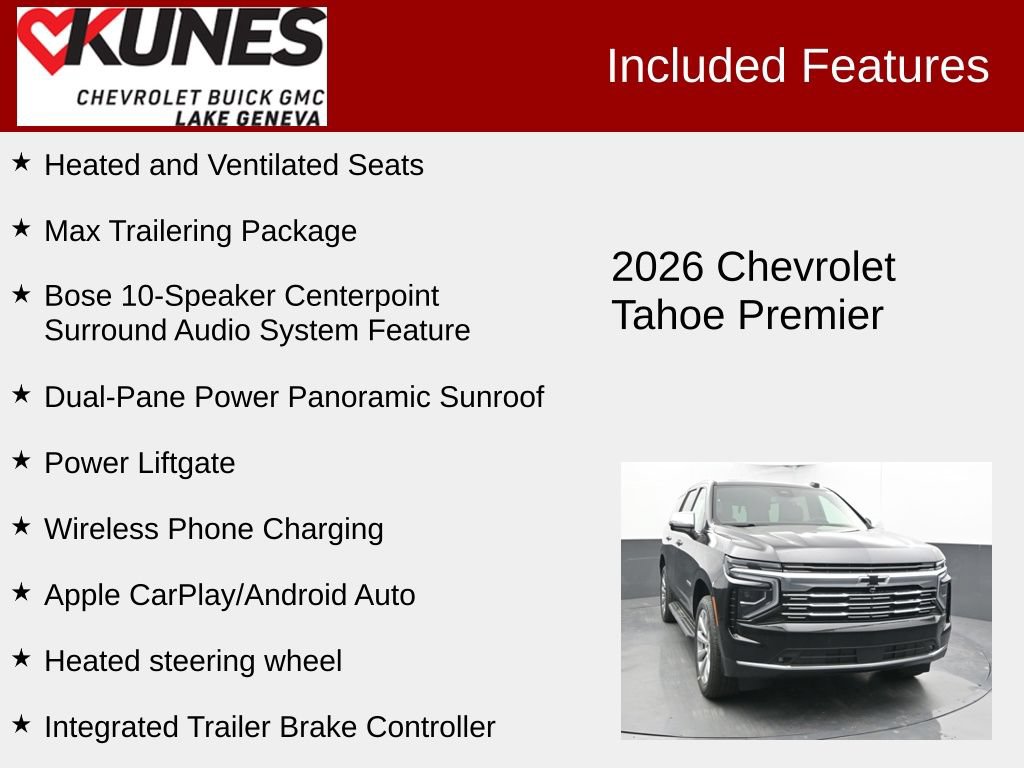 New 2026 Chevrolet Tahoe Premier w/ Sun And Tow Package AWD/4WD image 3