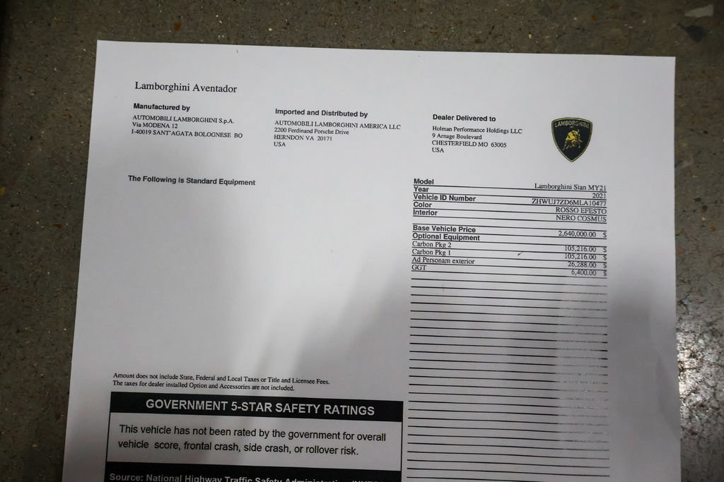 Used 2021 Lamborghini Sian Coupe AWD/4WD image 51