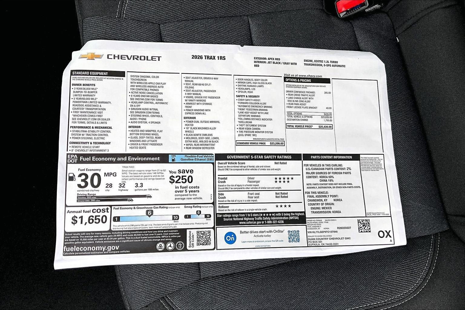 New 2026 Chevrolet Trax RS w/ Driver Confidence Package FWD image 14