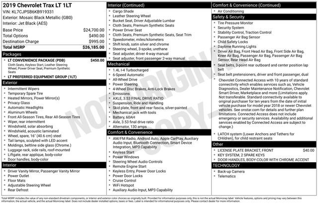 Used 2019 Chevrolet Trax LT w/ LT Convenience Package AWD/4WD image 4