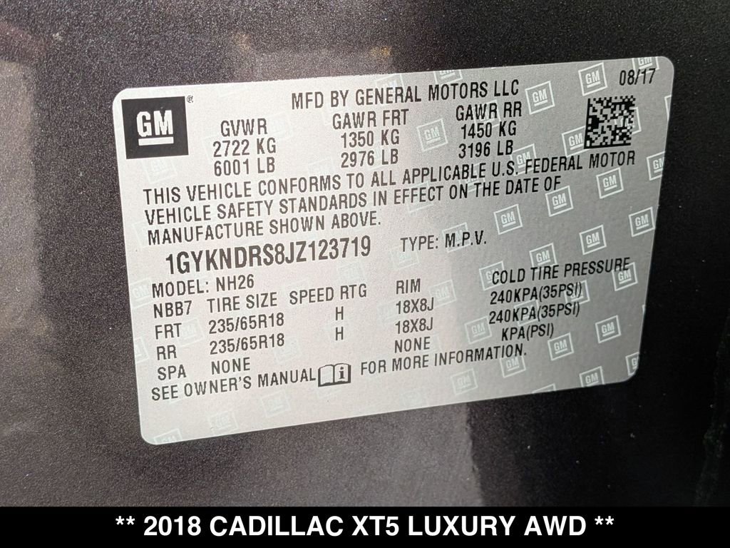 Used 2018 Cadillac XT5 Luxury w/ Driver Awareness Package image 30