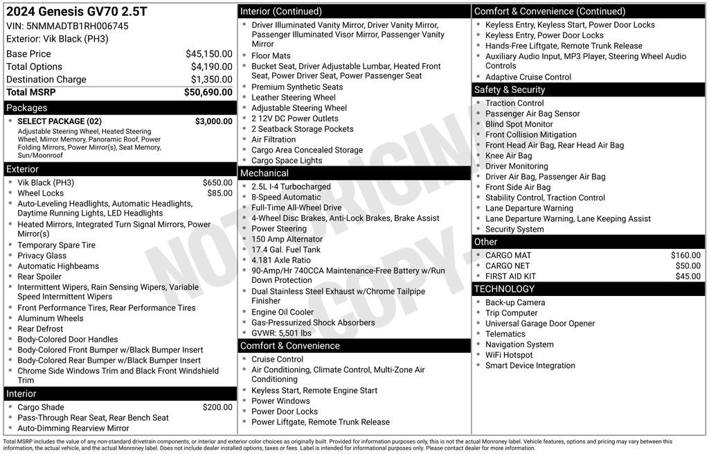 Used 2024 Genesis GV70 2.5T Select w/ Select Package image 13