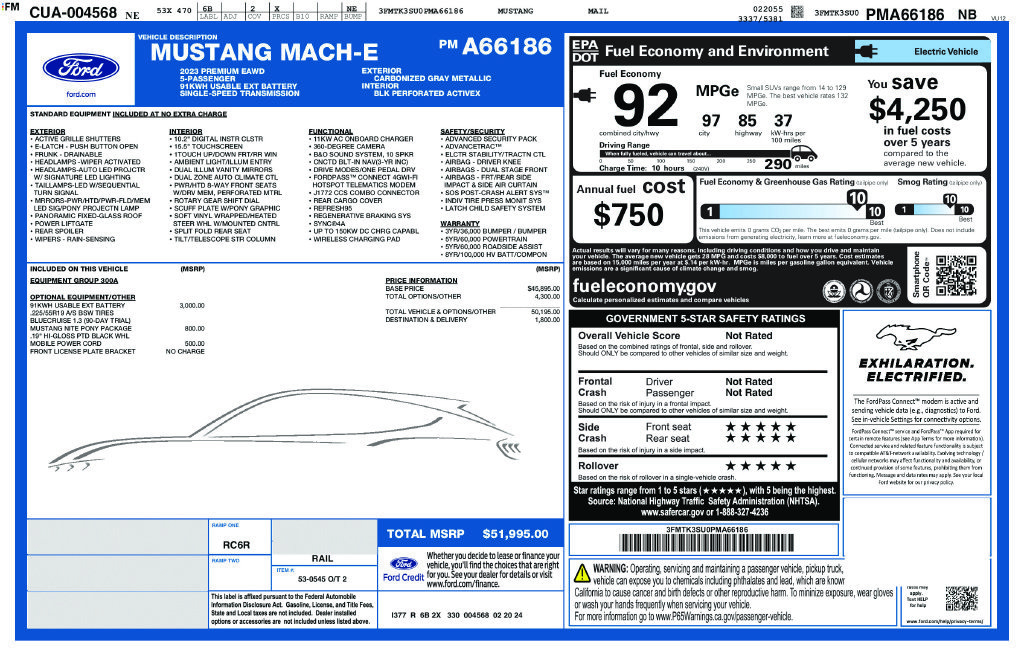 Used 2023 Ford Mustang Mach-E Premium w/ Mustang Nite Pony Package AWD/4WD image 6