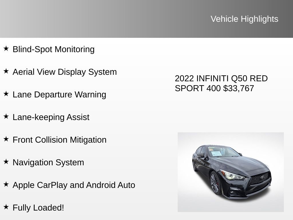 Used 2022 INFINITI Q50 Red Sport 400 image 8