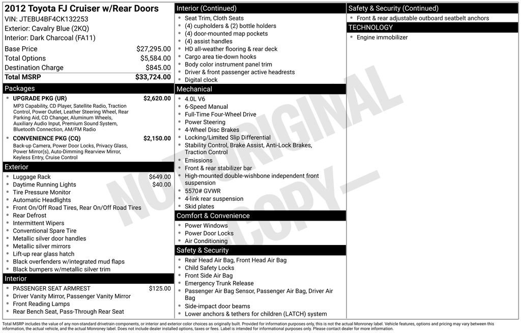 Used 2012 Toyota FJ Cruiser 4WD w/ Upgrade Pkg image 3