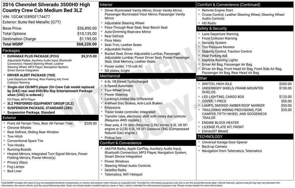 Used 2016 Chevrolet Silverado 3500 High Country w/ Duramax Plus Package AWD/4WD image 37