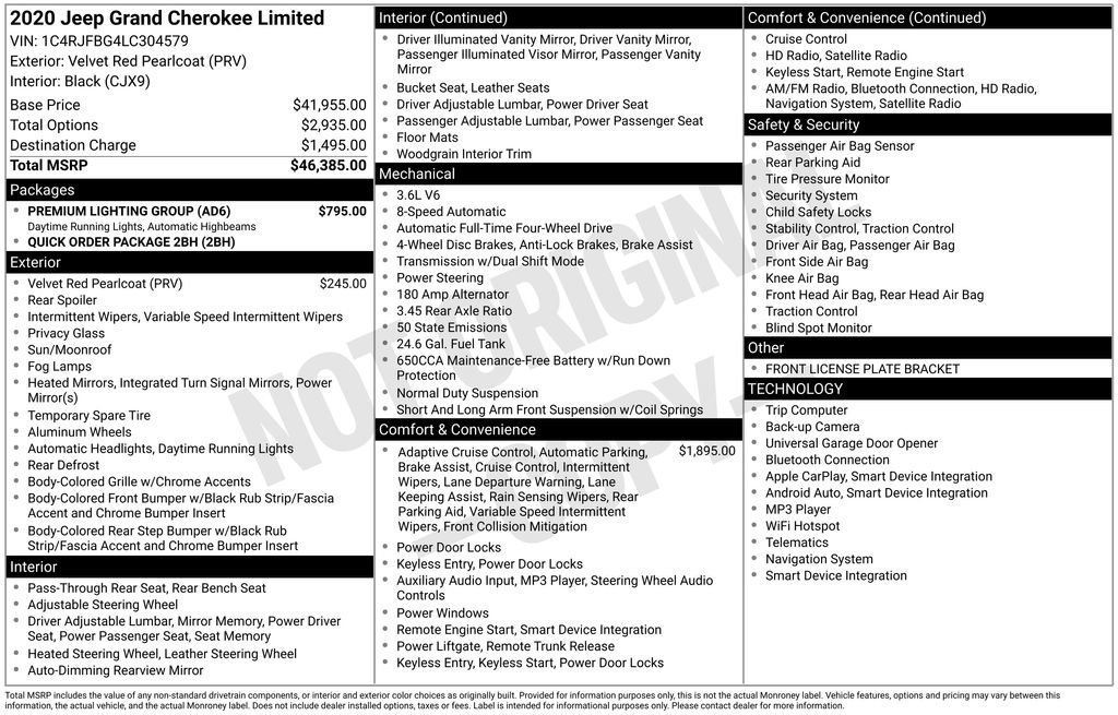 Used 2020 Jeep Grand Cherokee Limited w/ Premium Lighting Group image 3