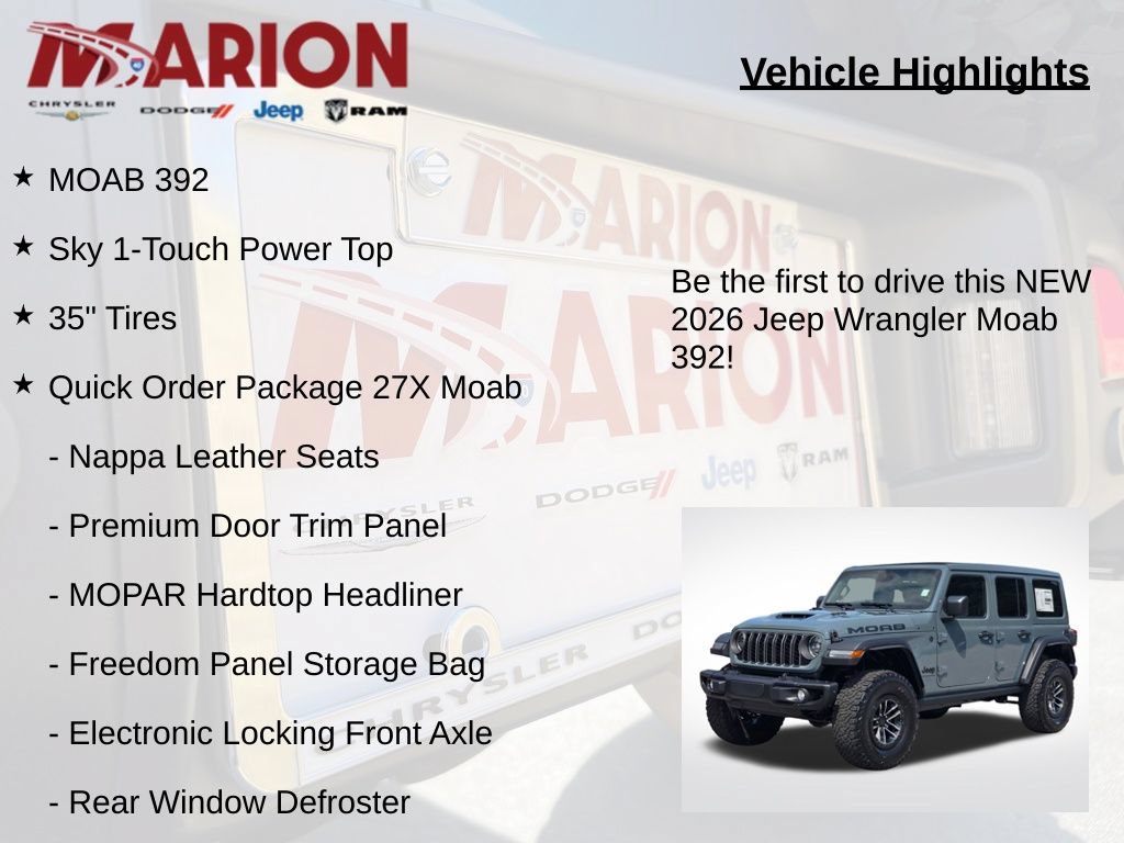New 2026 Jeep Wrangler Unlimited Rubicon 392 w/ Quick Order Package 27X Moab AWD/4WD image 5