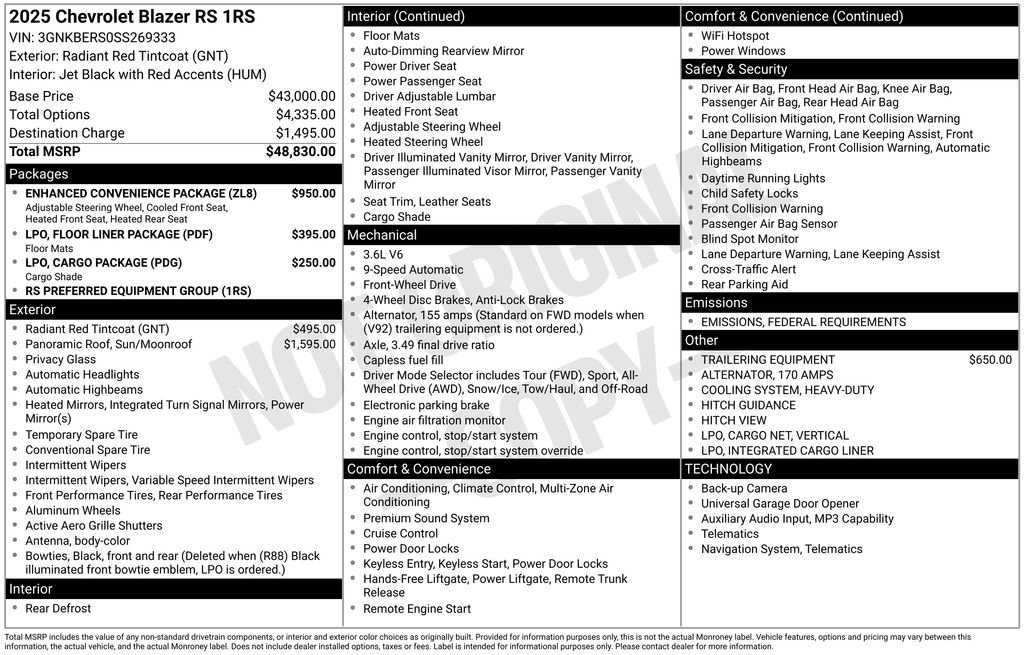 New 2025 Chevrolet Blazer RS w/ Enhanced Convenience Package image 4