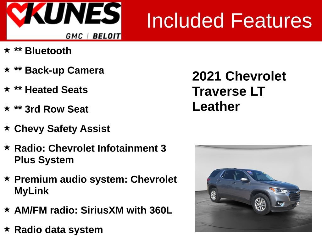 Used 2021 Chevrolet Traverse LT w/ LPO, Floor Liner Package AWD/4WD image 2