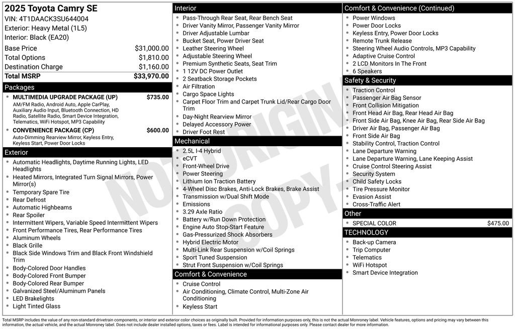 Used 2025 Toyota Camry SE w/ Multimedia Upgrade Package FWD image 41