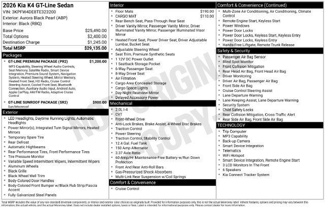 New 2026 Kia K4 GT-Line Turbo w/ GT-Line Premium Package FWD image 23