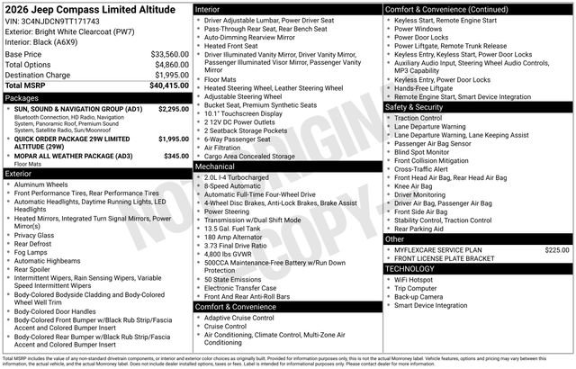 New 2026 Jeep Compass Limited w/ Sun, Sound & Navigation Group AWD/4WD image 36