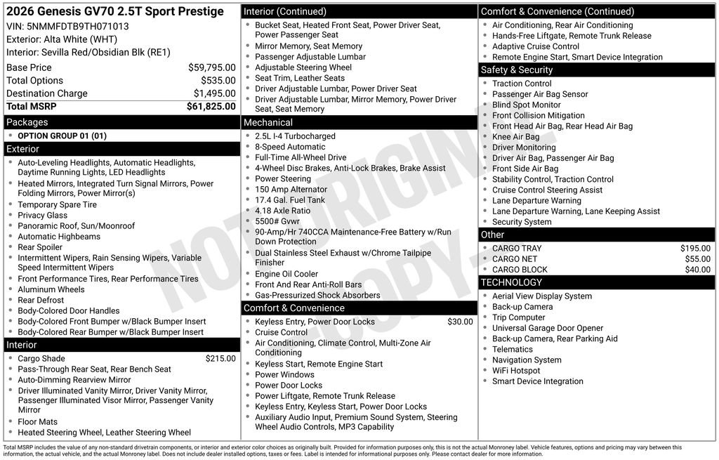 New 2026 Genesis GV70 2.5T Sport Prestige AWD/4WD image 3