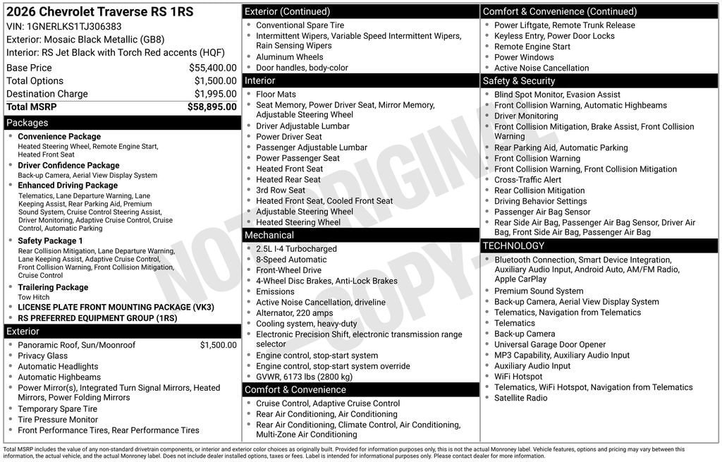 New 2026 Chevrolet Traverse RS FWD image 24