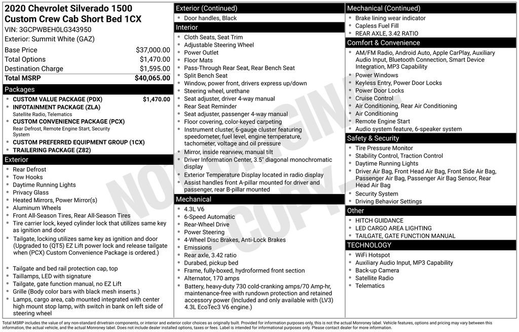 Used 2020 Chevrolet Silverado 1500 Custom w/ Custom Value Package RWD image 6
