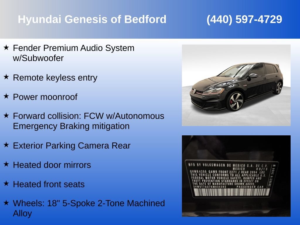 Used 2019 Volkswagen GTI SE FWD image 7