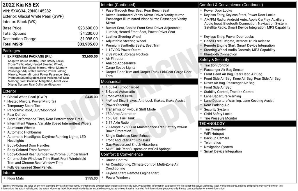 Used 2022 Kia K5 EX w/ EX Premium Package FWD image 17