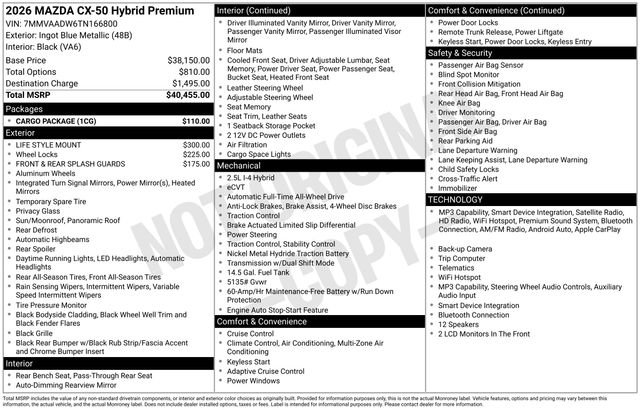 New 2026 MAZDA CX-50 AWD 2.5 Hybrid w/ Cargo Package image 5
