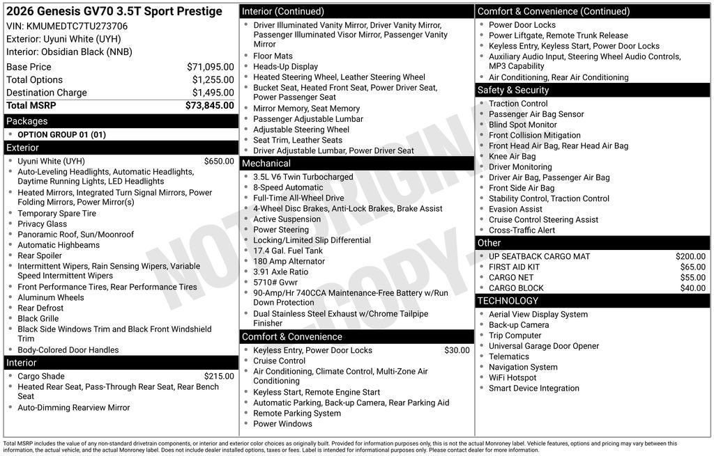 New 2026 Genesis GV70 3.5T Sport Prestige AWD/4WD image 19