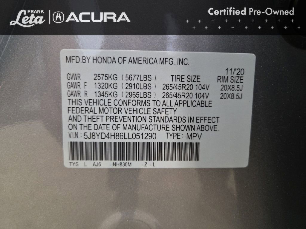 Used 2020 Acura MDX SH-AWD w/ Advance Package image 26