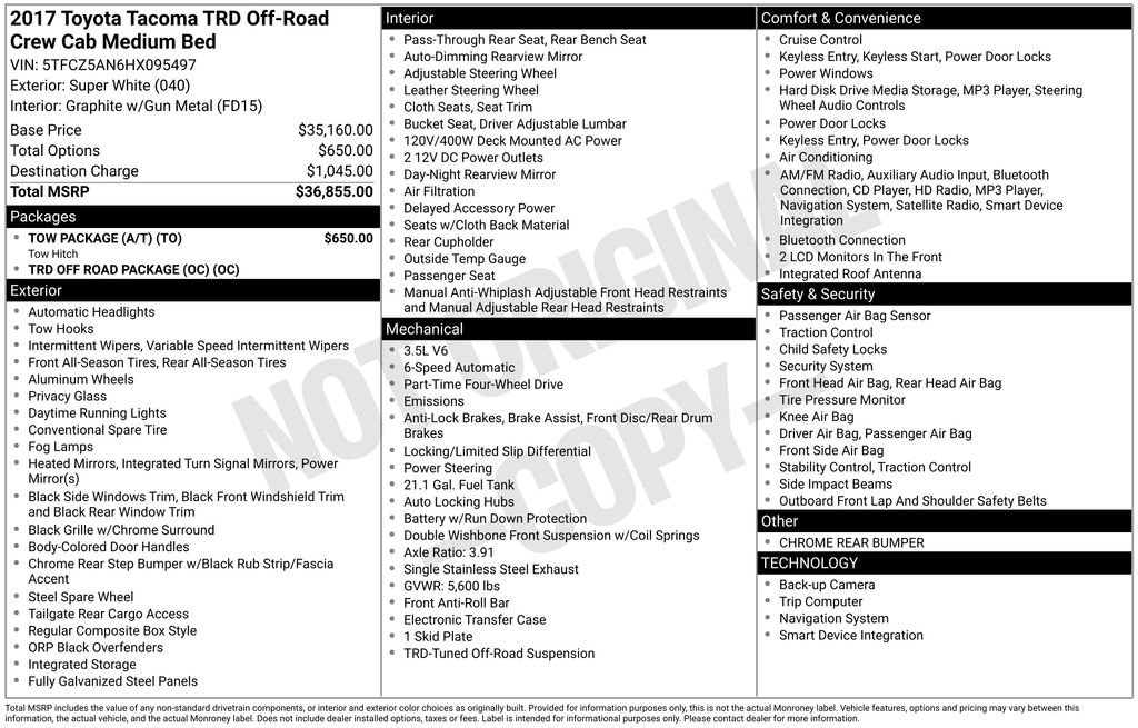 Used 2017 Toyota Tacoma TRD Off-Road w/ Tow Package (A/T) image 21