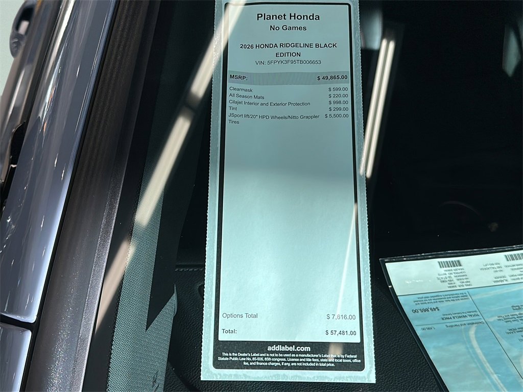 New 2026 Honda Ridgeline Black Edition image 2