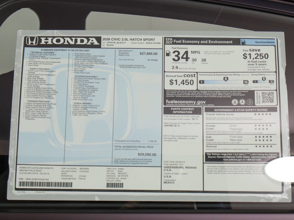 New 2026 Honda Civic Sport image 23