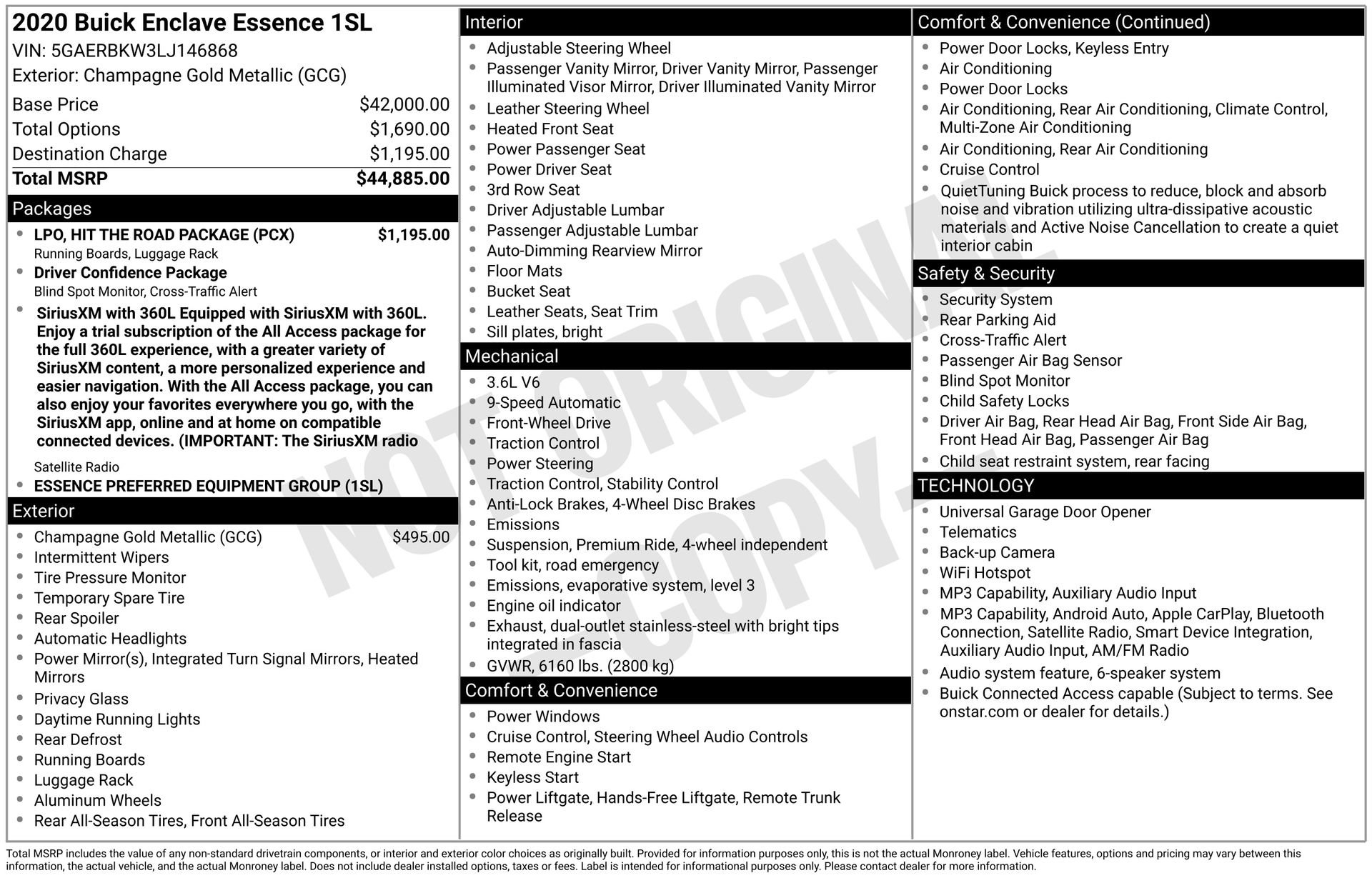 Used 2020 Buick Enclave Essence w/ LPO, Hit The Road Package FWD image 44