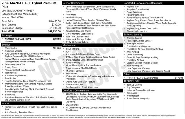 New 2026 MAZDA CX-50 2.5 Hybrid w/ Weather Package AWD/4WD image 5