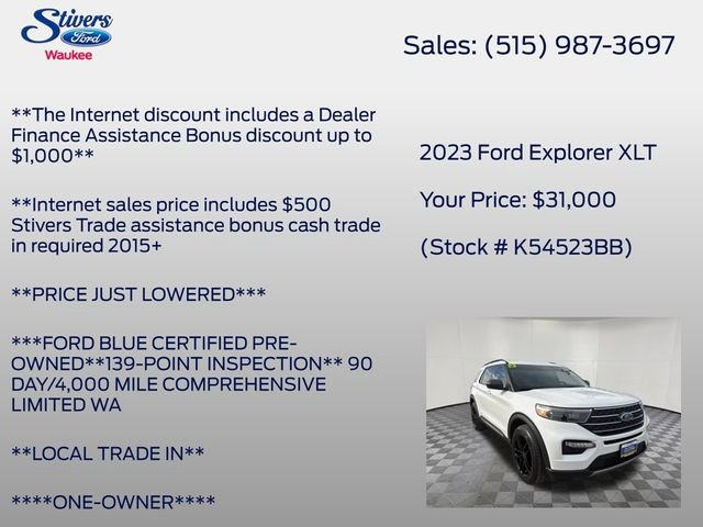 Certified 2023 Ford Explorer XLT w/ Equipment Group 202A image 7