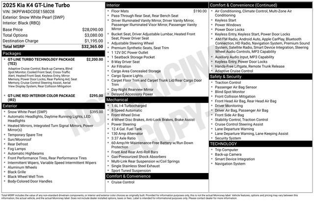 Certified 2025 Kia K4 GT-Line Turbo FWD image 36