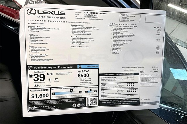 New 2026 Lexus NX 350h AWD w/ Premium Package image 14