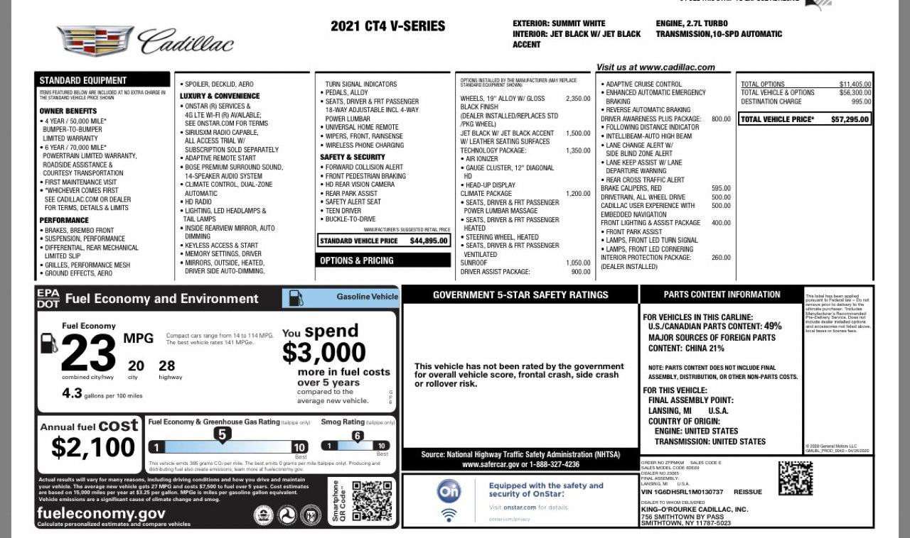 Used 2021 Cadillac CT4 V w/ Technology Package image 6