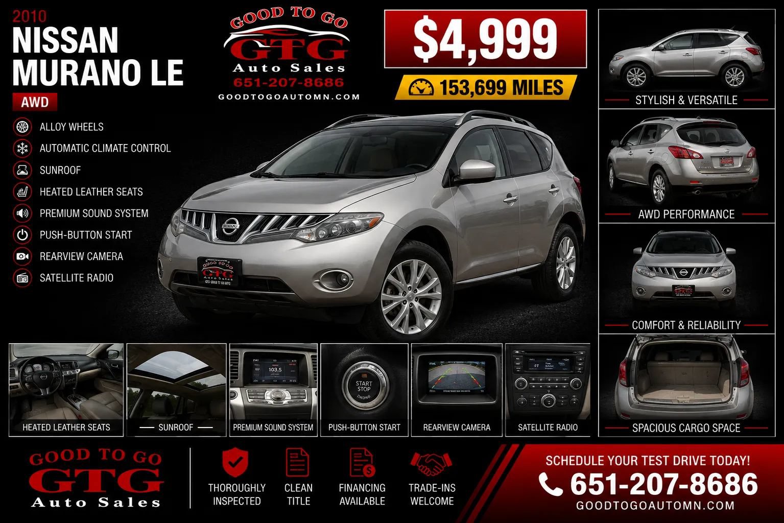 Used 2010 Nissan Murano LE w/ Navigation Pkg AWD/4WD image 1