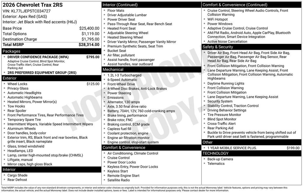 Used 2026 Chevrolet Trax RS w/ Driver Confidence Package FWD image 14
