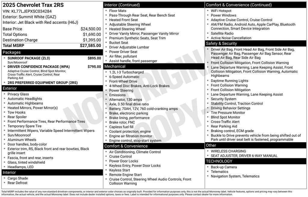 Certified 2025 Chevrolet Trax RS w/ Sunroof Package image 15