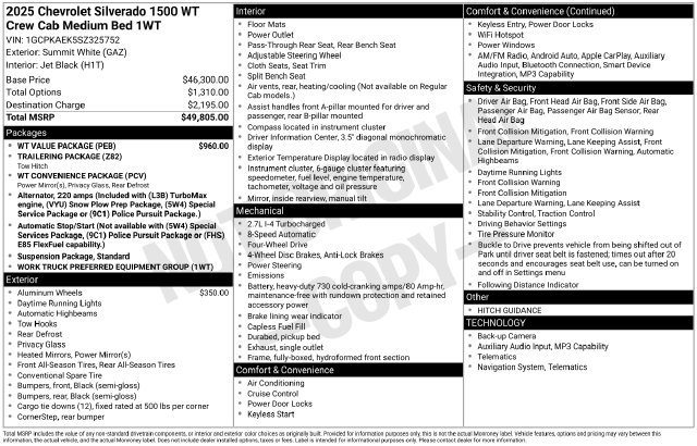 Used 2025 Chevrolet Silverado 1500 W/T w/ WT Value Package AWD/4WD image 10