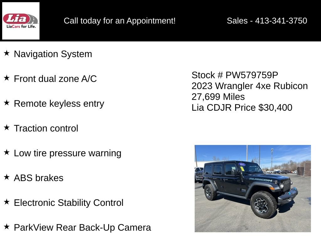 Used 2023 Jeep Wrangler Unlimited Rubicon 4xe w/ Cold Weather Group AWD/4WD image 6