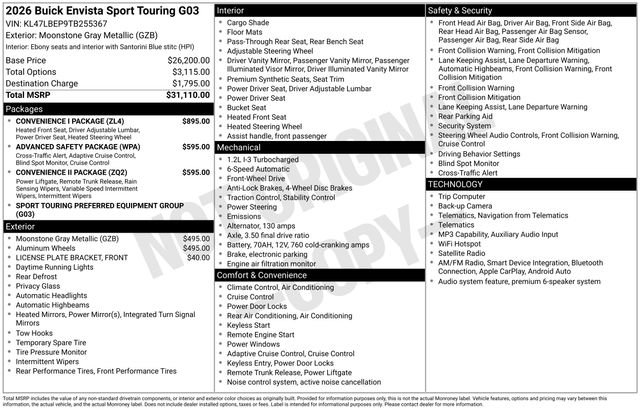 New 2026 Buick Envista Sport Touring w/ Convenience I Package FWD image 24