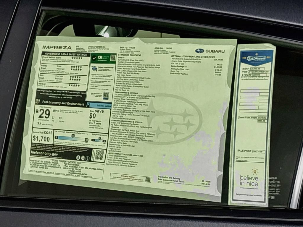 New 2026 Subaru Impreza 2.0i Sport AWD/4WD image 24