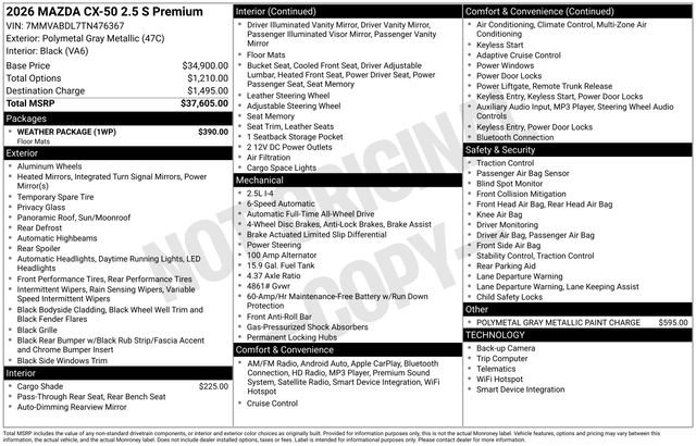 New 2026 MAZDA CX-50 AWD 2.5 S w/ Weather Package image 27
