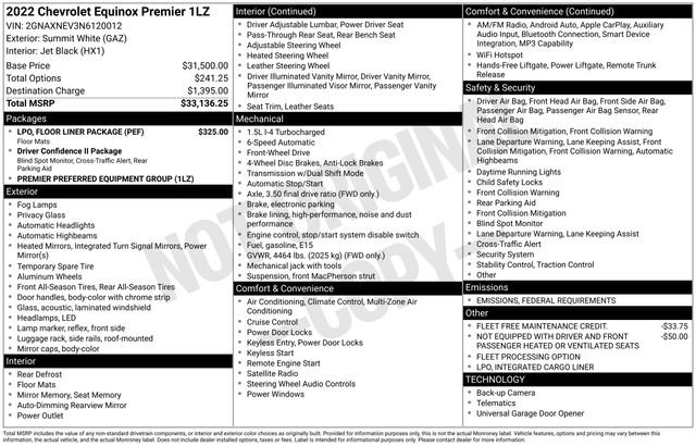 Used 2022 Chevrolet Equinox Premier w/ LPO, Floor Liner Package image 15