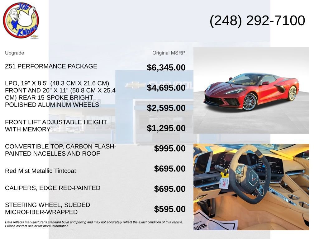 New 2026 Chevrolet Corvette Stingray Premium Conv w/ Z51 Performance Package image 5