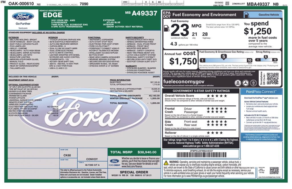 Used 2021 Ford Edge SEL w/ Convenience Package AWD/4WD image 22