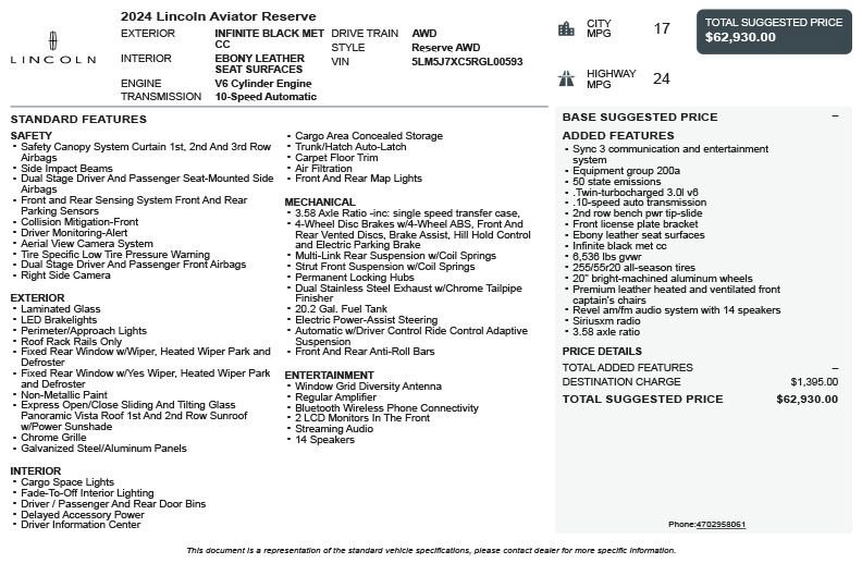 Used 2024 Lincoln Aviator Reserve image 3