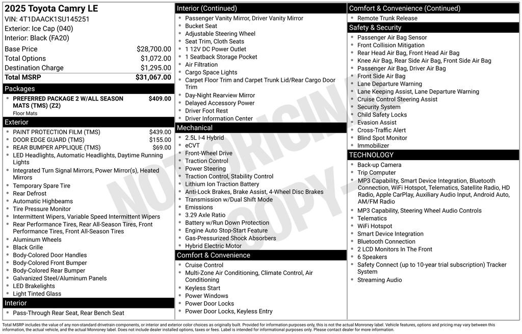 Certified 2025 Toyota Camry LE FWD image 12