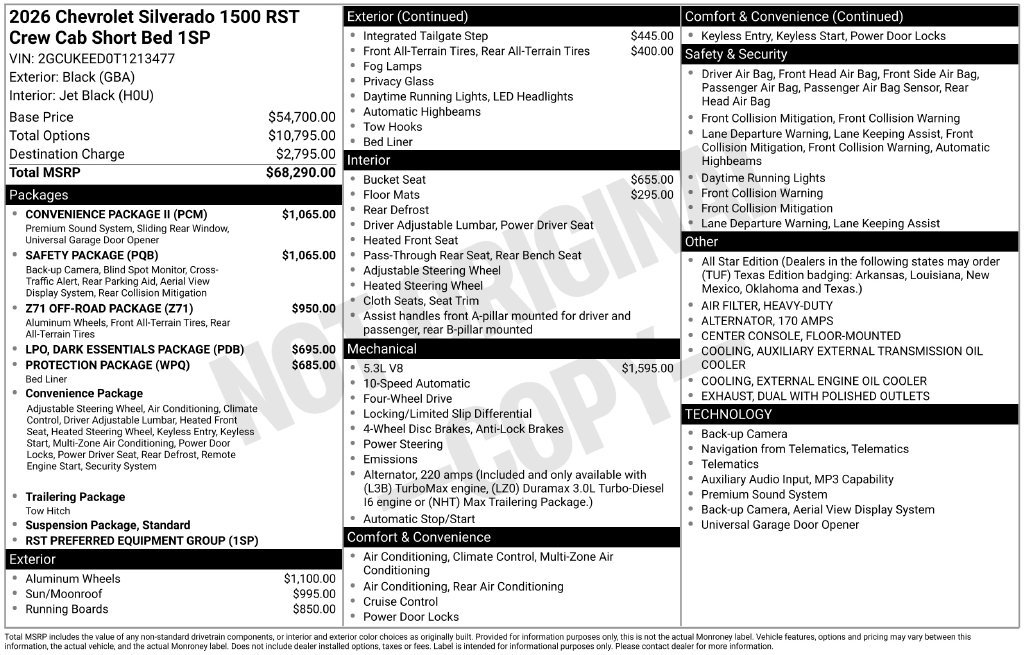 New 2026 Chevrolet Silverado 1500 RST w/ Safety Package AWD/4WD image 5